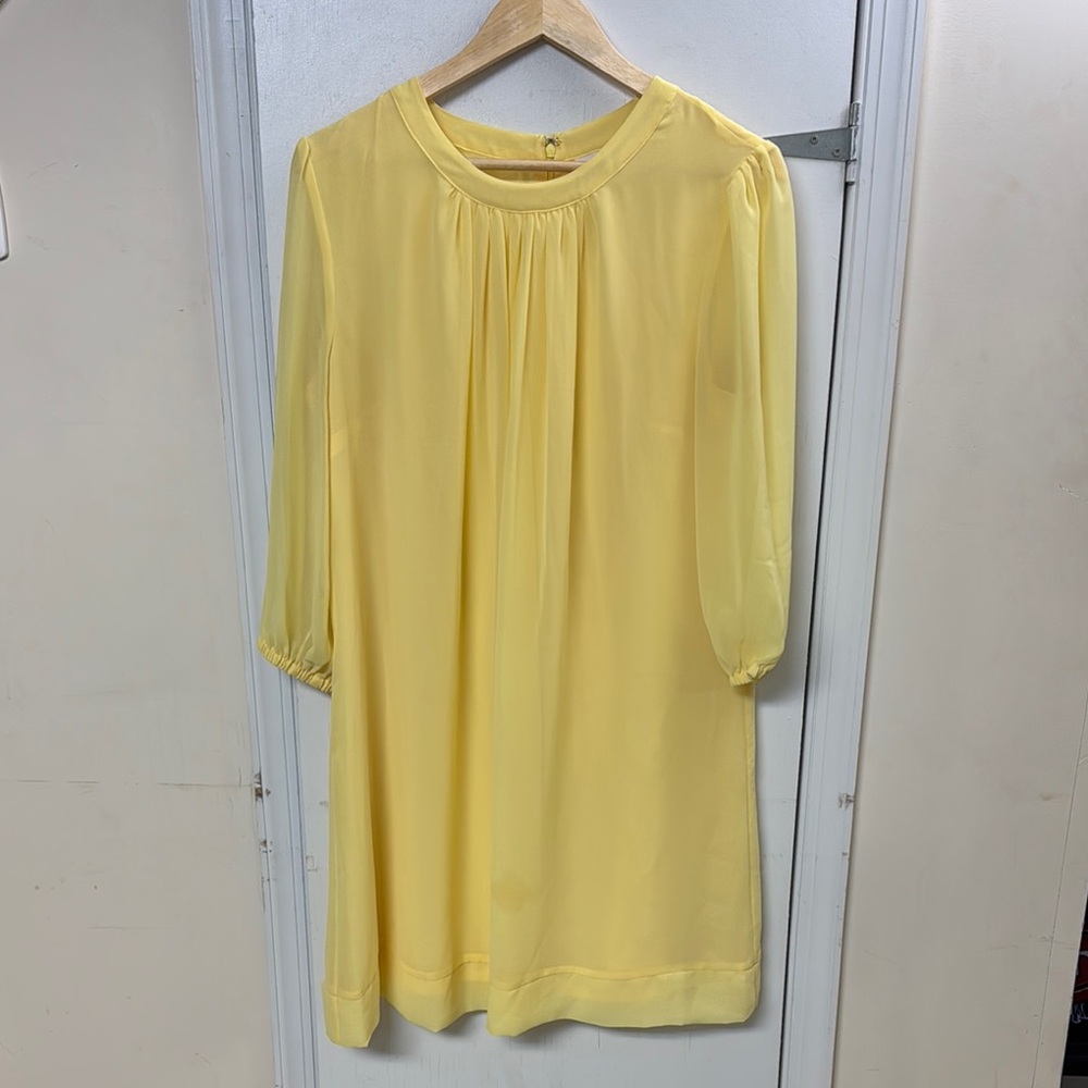 New York & Company Yellow Relaxed Pleated Tunic